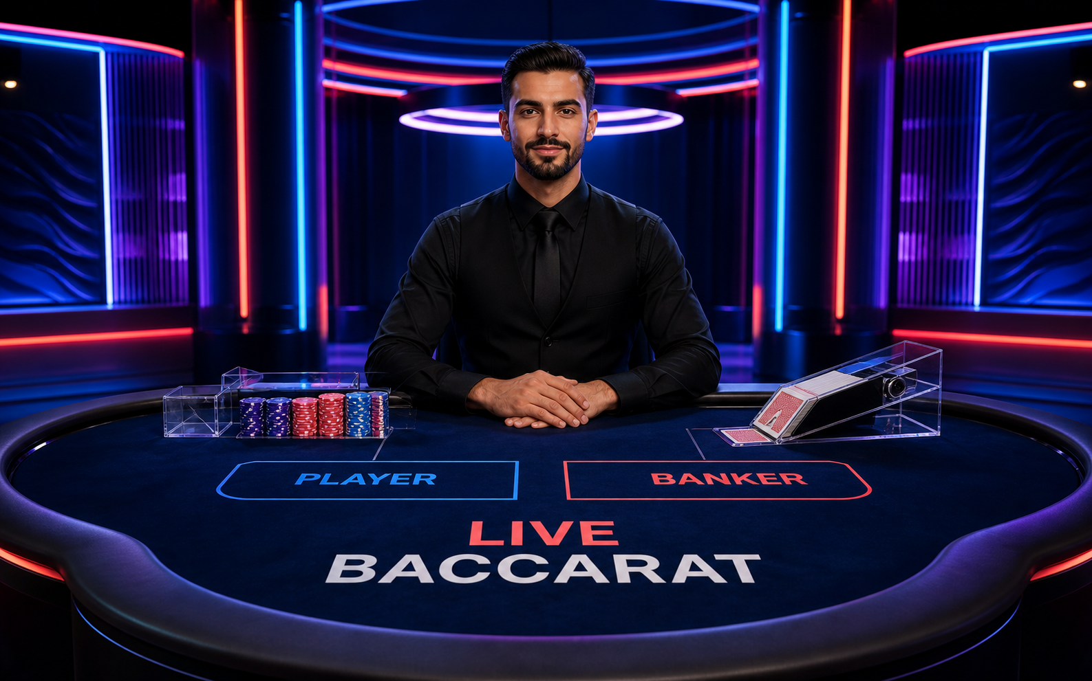 Live baccarat Player and Banker table